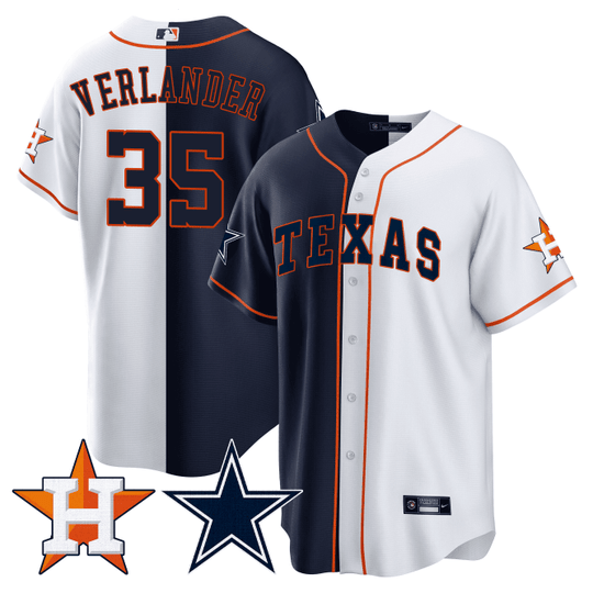 Men's Split Astros - Cowboys Cool Base Jersey - All Stitched
