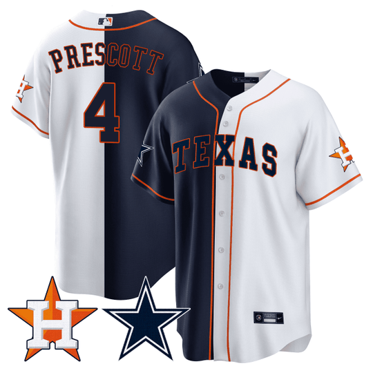 Men's Split Astros - Cowboys Cool Base Jersey - All Stitched