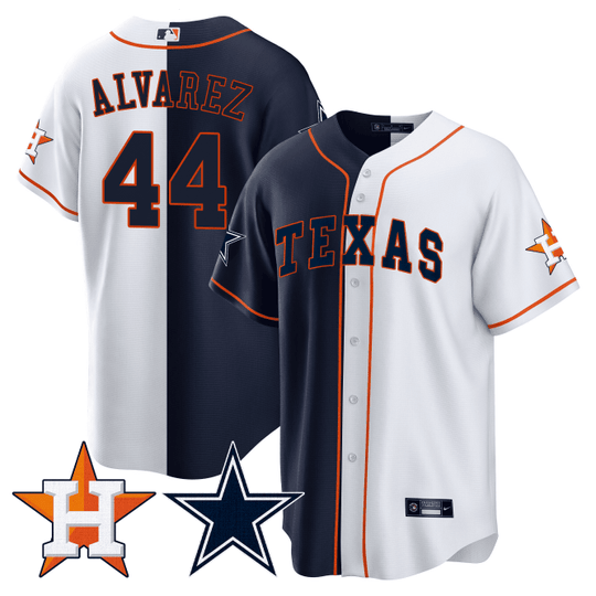 Men's Split Astros - Cowboys Cool Base Jersey - All Stitched