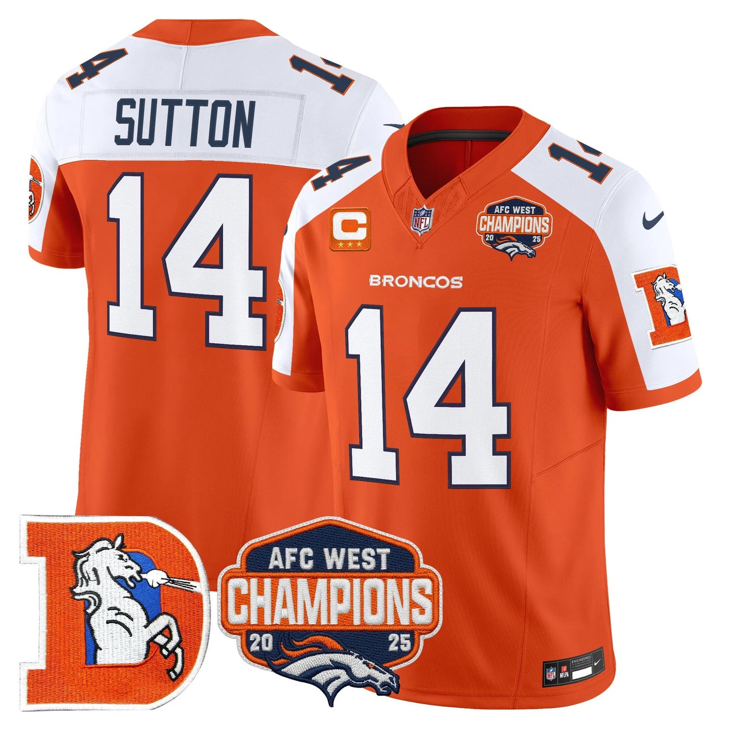 Men's Denver Broncos Throwback Vapor Limited Jersey - 2025 AFC West Division Champions Patch - All Stitched