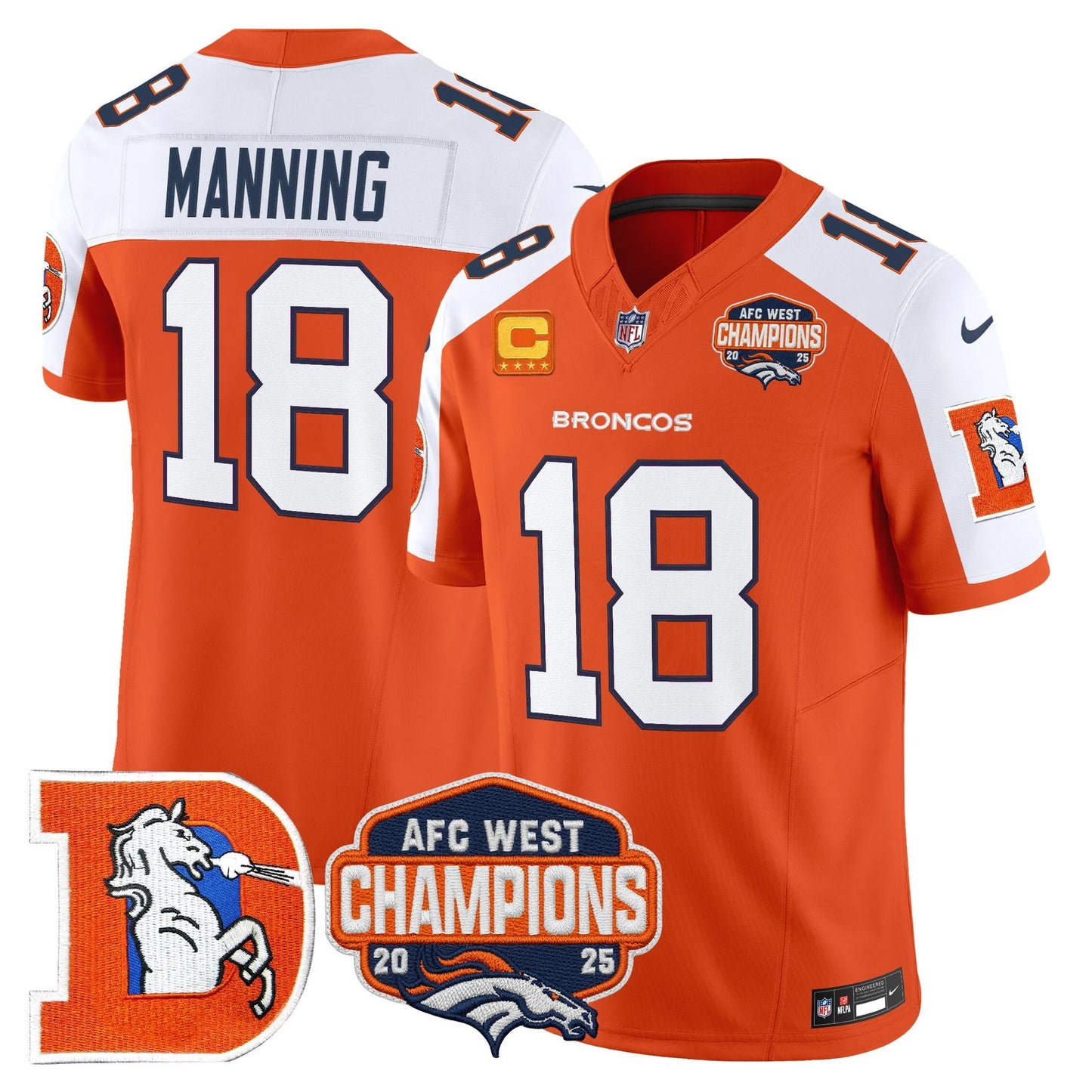 Men's Denver Broncos Throwback Vapor Limited Jersey - 2025 AFC West Division Champions Patch - All Stitched