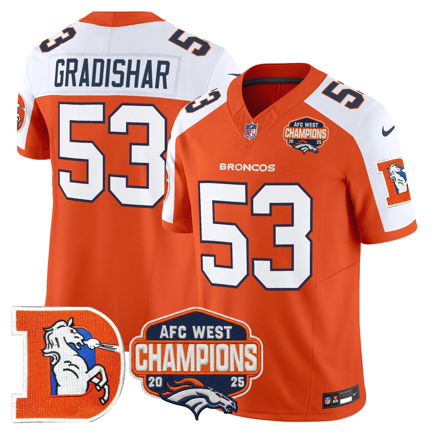 Men's Denver Broncos Throwback Vapor Limited Jersey - 2025 AFC West Division Champions Patch - All Stitched