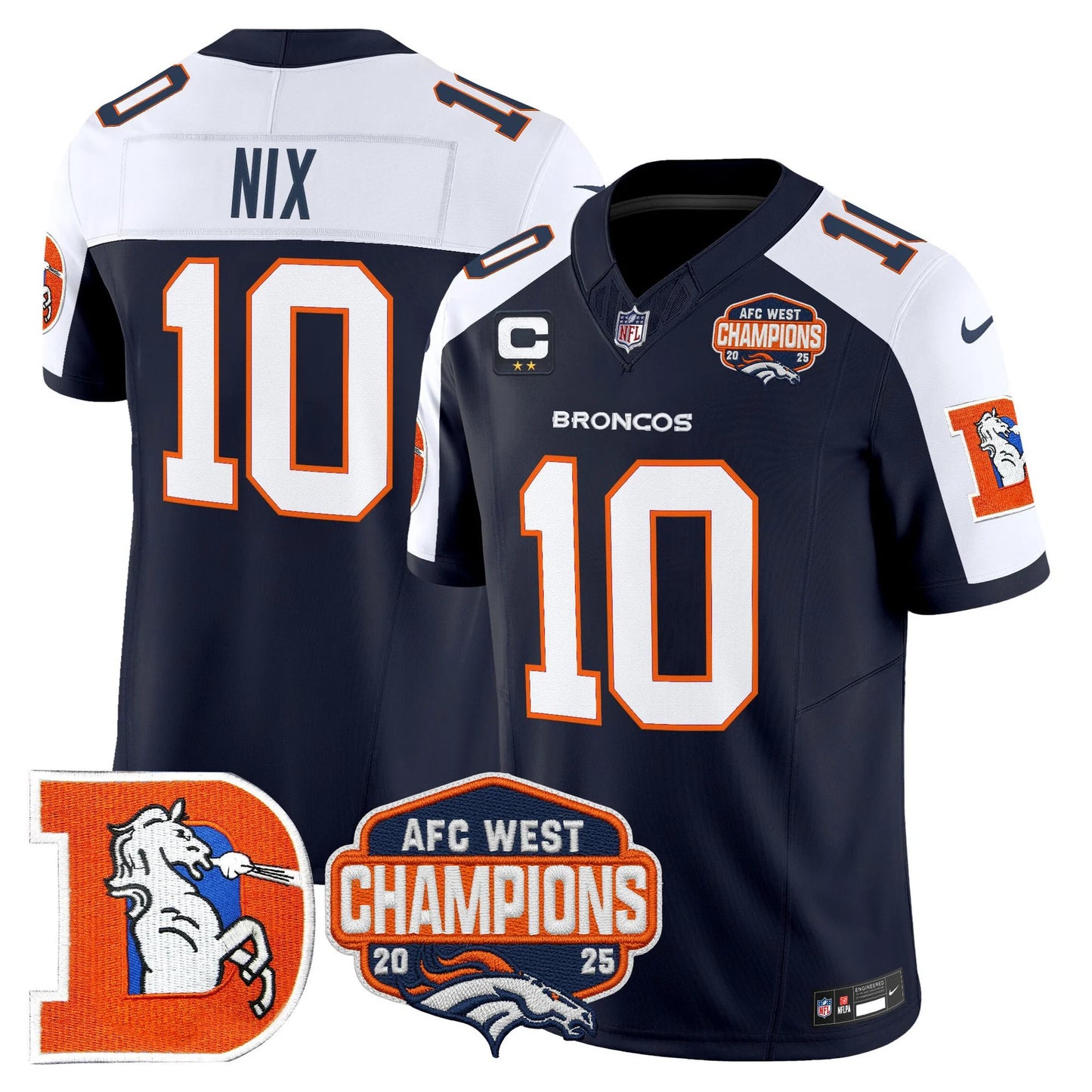 Men's Denver Broncos Throwback Vapor Limited Jersey - 2025 AFC West Division Champions Patch - All Stitched