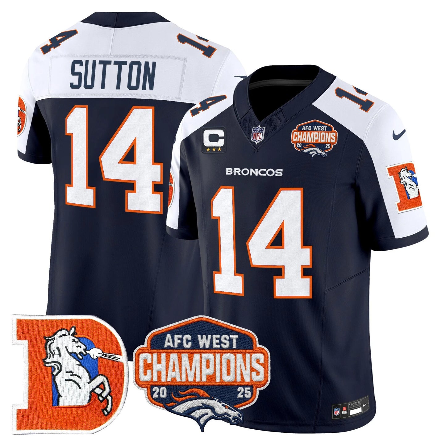 Men's Denver Broncos Throwback Vapor Limited Jersey - 2025 AFC West Division Champions Patch - All Stitched