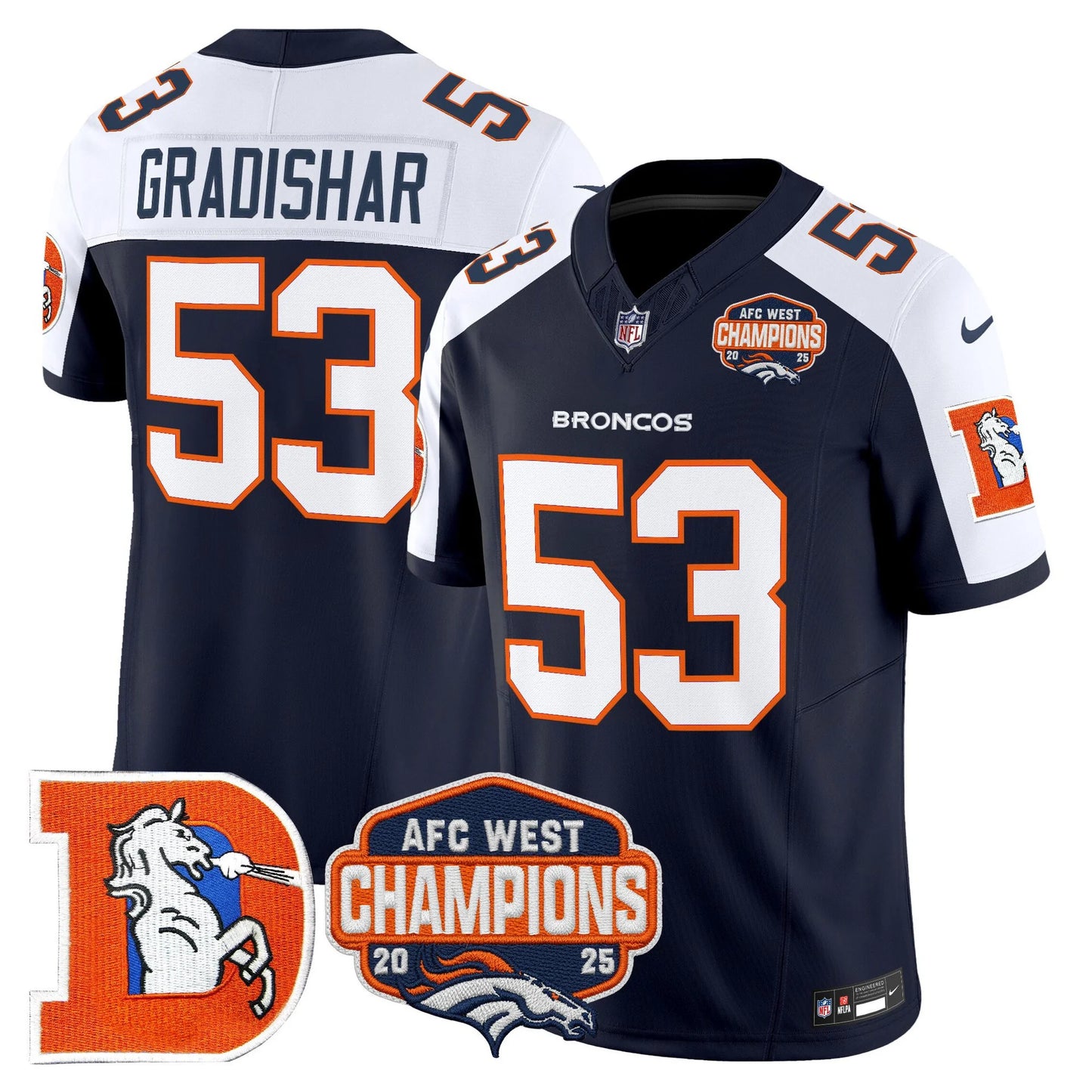 Men's Denver Broncos Throwback Vapor Limited Jersey - 2025 AFC West Division Champions Patch - All Stitched