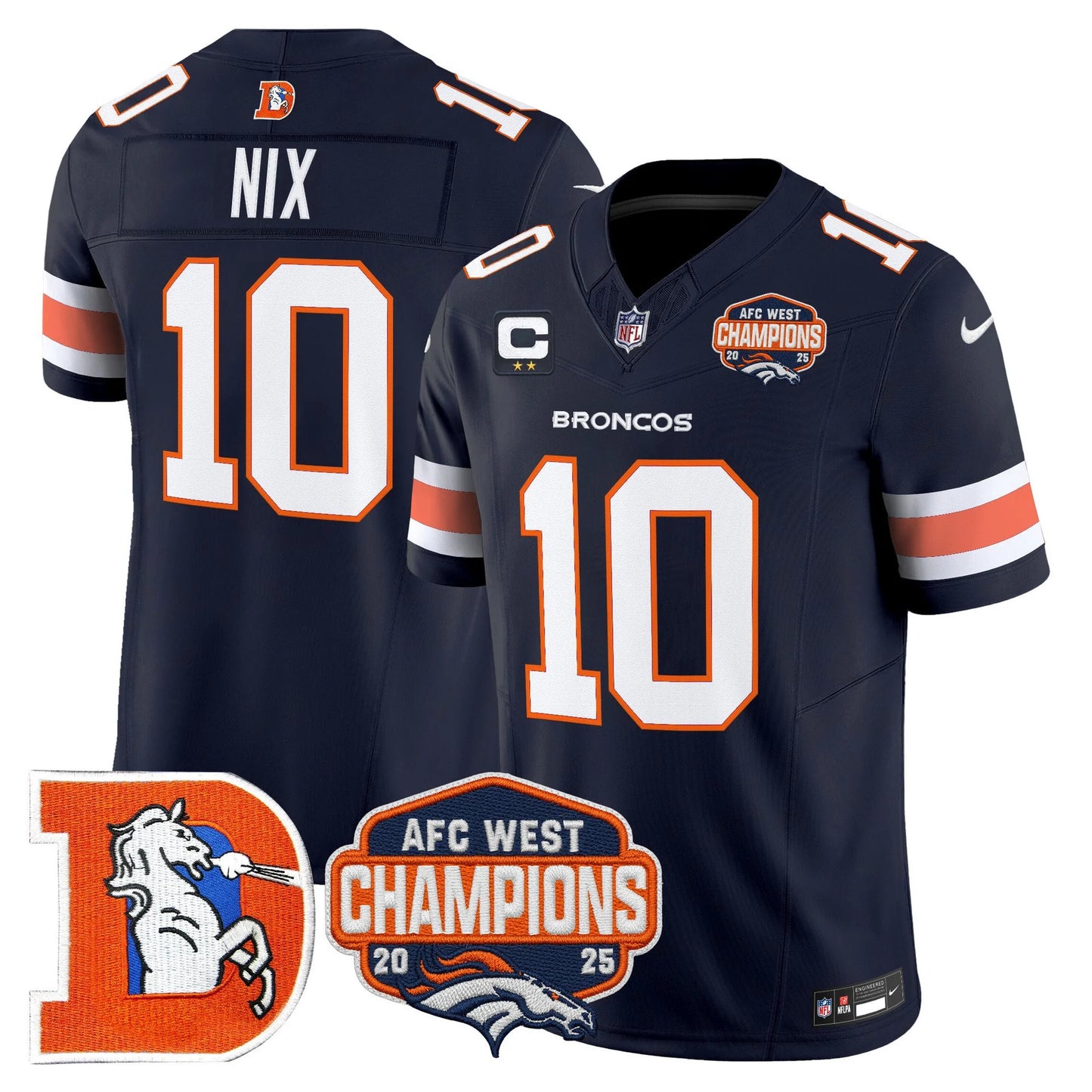 Men's Denver Broncos Throwback Vapor Limited Jersey - 2025 AFC West Division Champions Patch - All Stitched