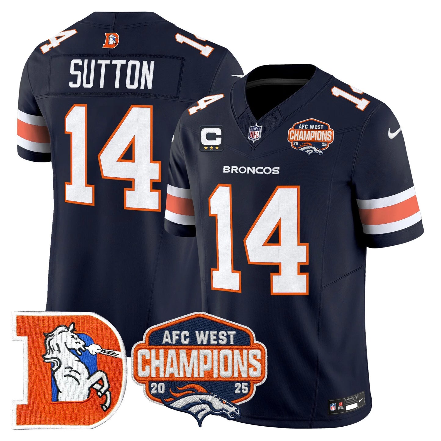 Men's Denver Broncos Throwback Vapor Limited Jersey - 2025 AFC West Division Champions Patch - All Stitched