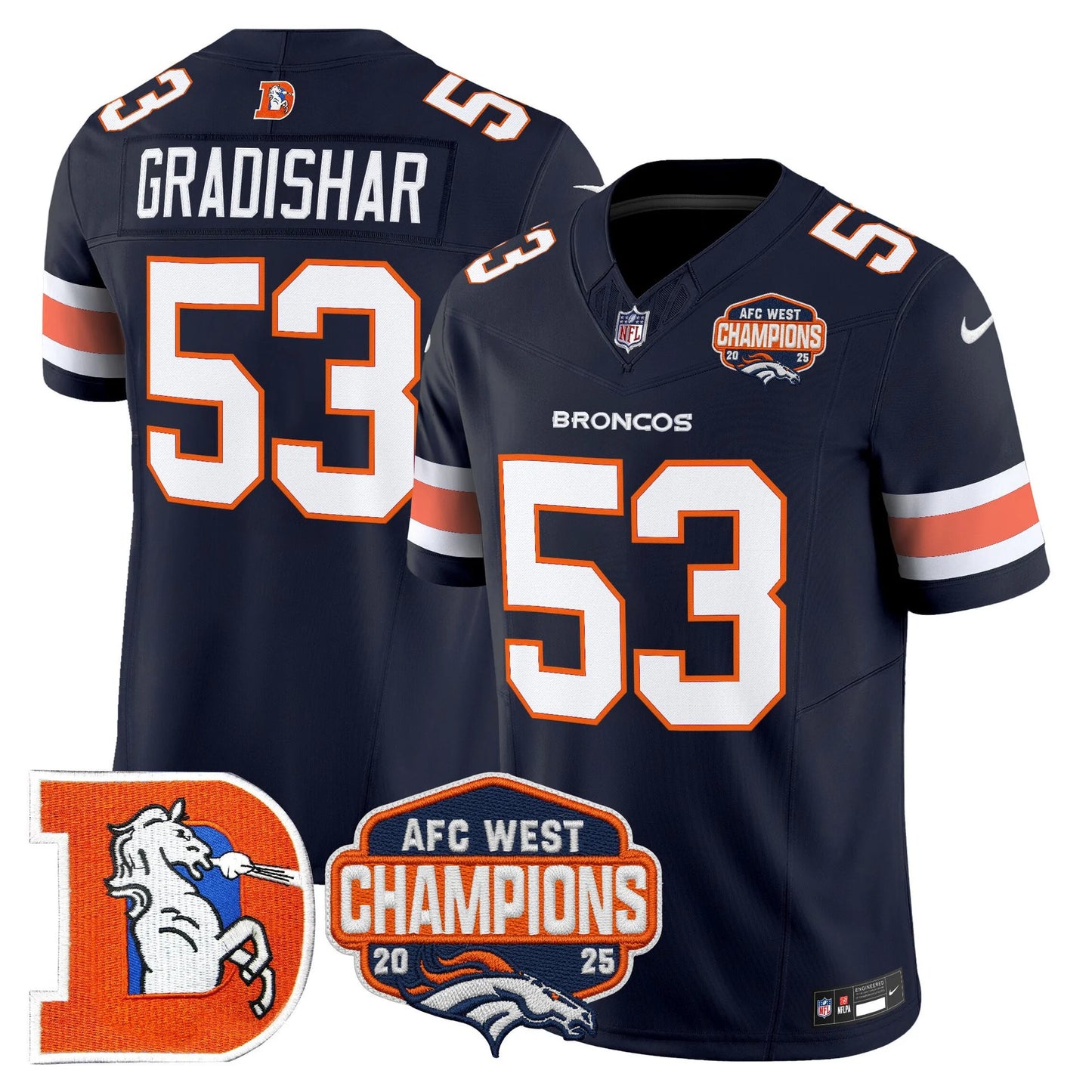Men's Denver Broncos Throwback Vapor Limited Jersey - 2025 AFC West Division Champions Patch - All Stitched