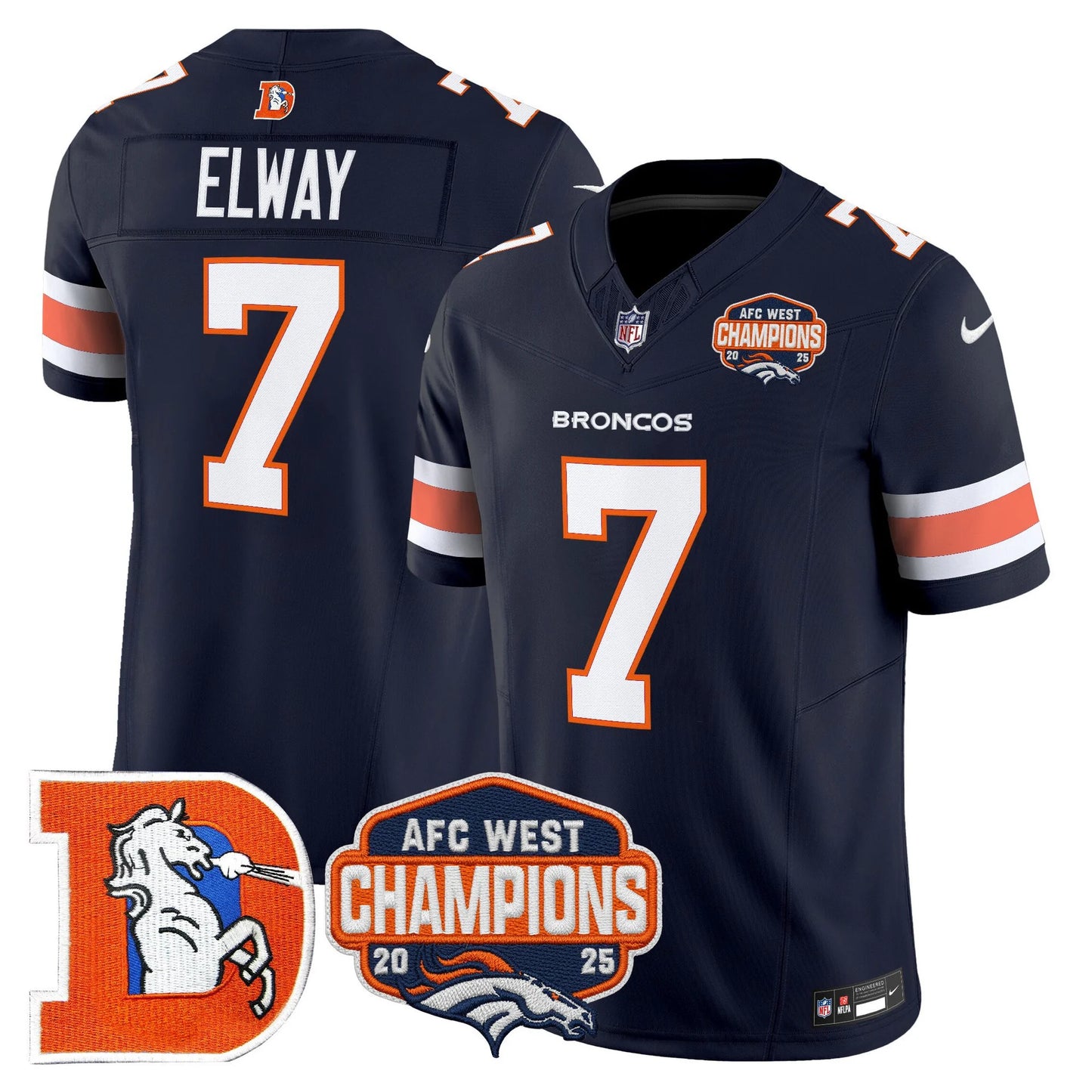Men's Denver Broncos Throwback Vapor Limited Jersey - 2025 AFC West Division Champions Patch - All Stitched