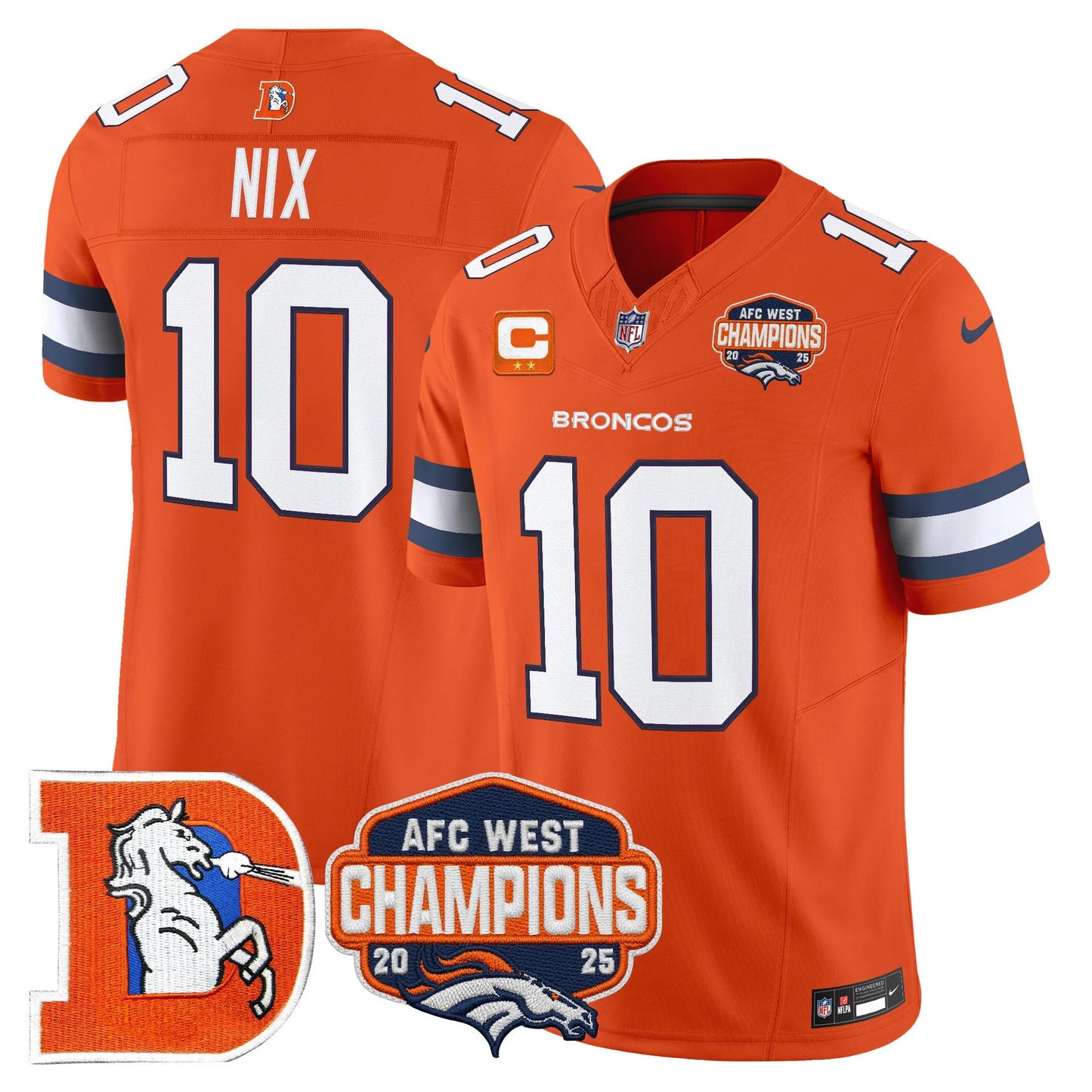 Men's Denver Broncos Throwback Vapor Limited Jersey - 2025 AFC West Division Champions Patch - All Stitched