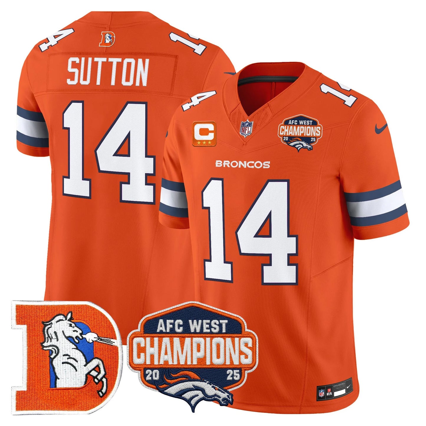 Men's Denver Broncos Throwback Vapor Limited Jersey - 2025 AFC West Division Champions Patch - All Stitched