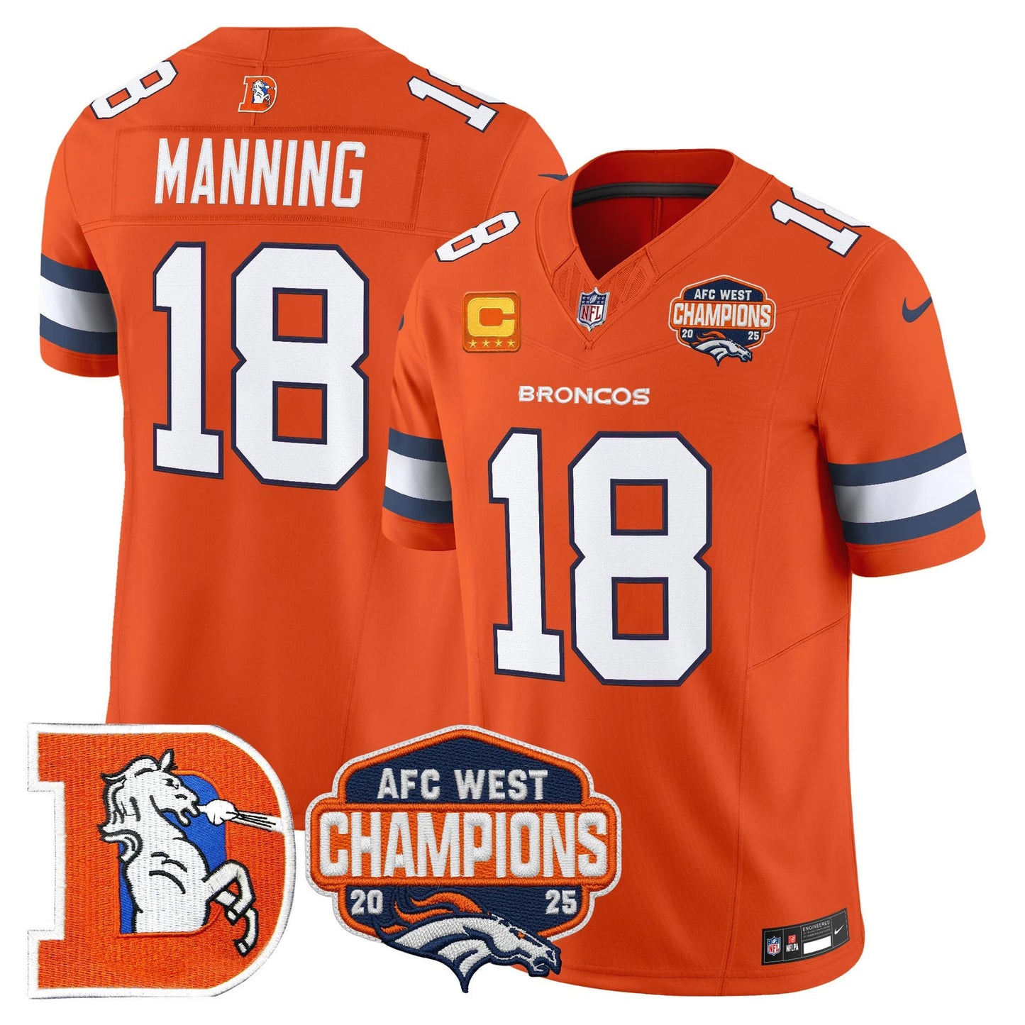 Men's Denver Broncos Throwback Vapor Limited Jersey - 2025 AFC West Division Champions Patch - All Stitched
