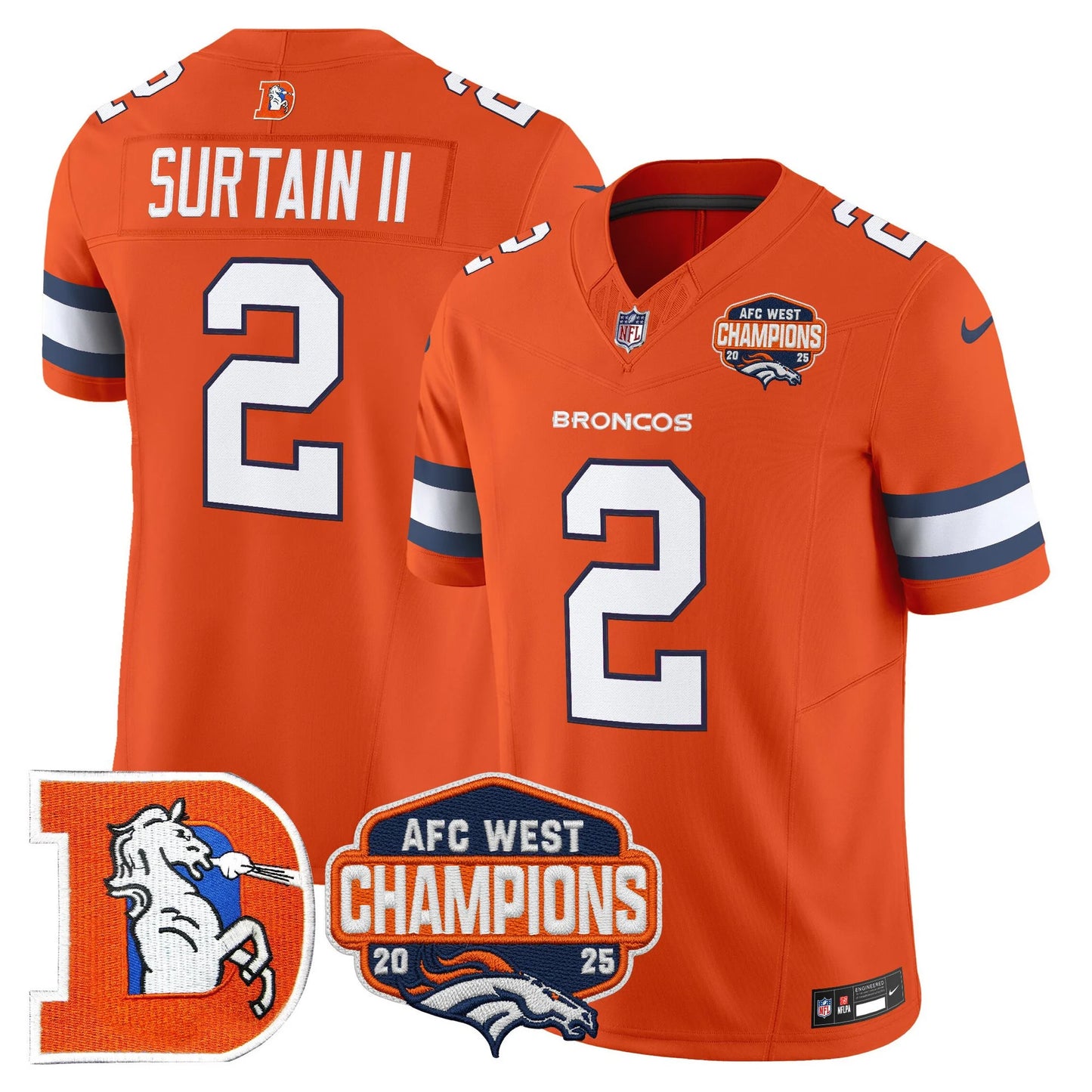 Men's Denver Broncos Throwback Vapor Limited Jersey - 2025 AFC West Division Champions Patch - All Stitched