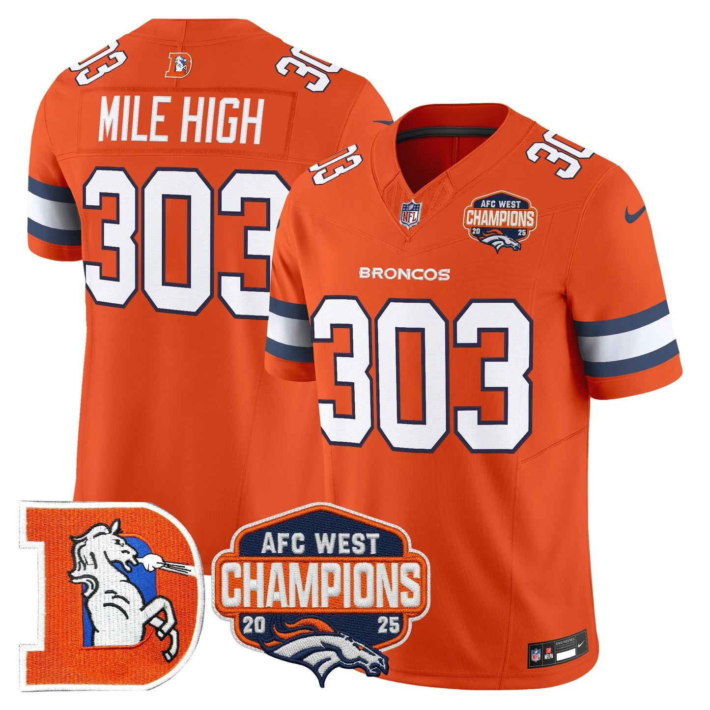 Men's Denver Broncos Throwback Vapor Limited Jersey - 2025 AFC West Division Champions Patch - All Stitched