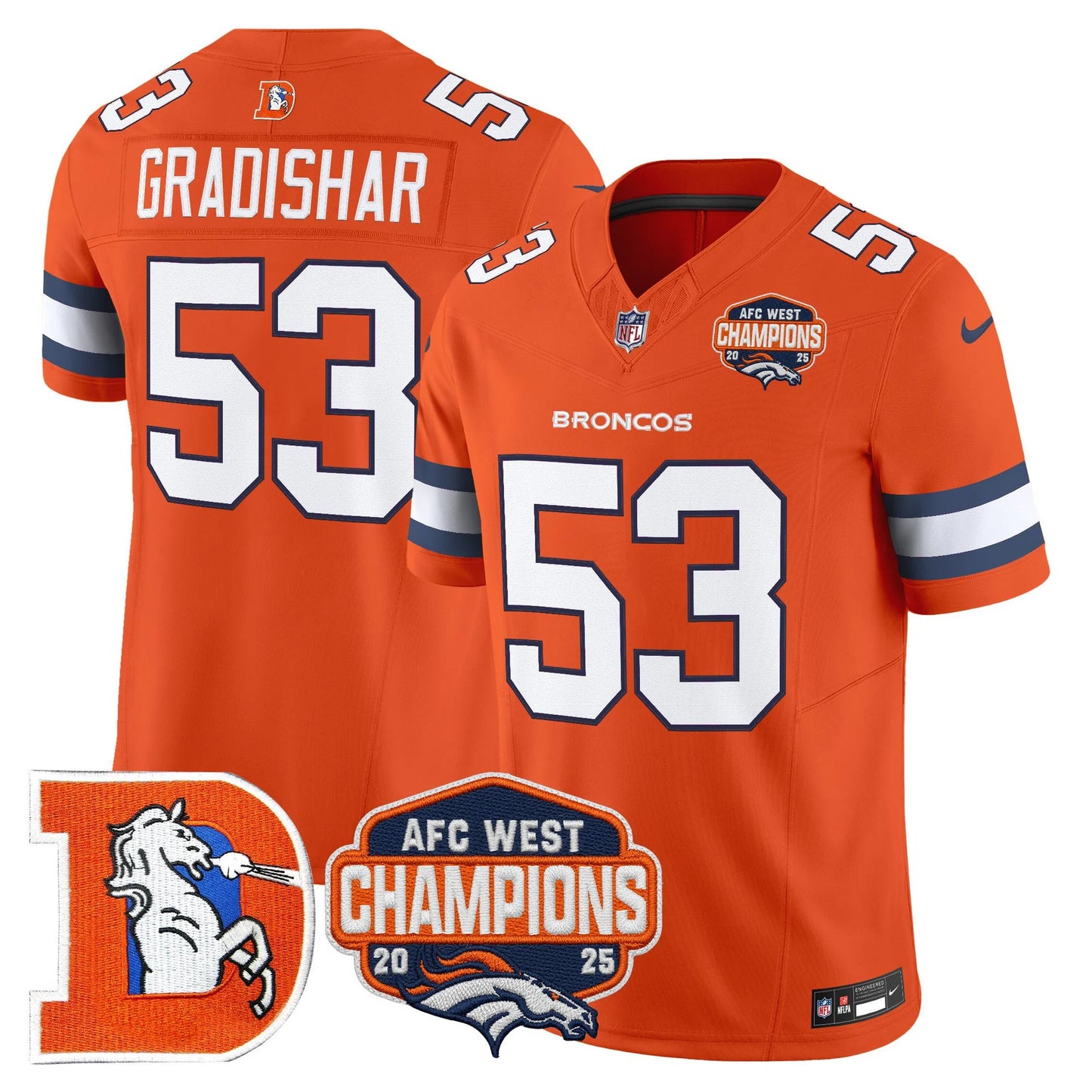 Men's Denver Broncos Throwback Vapor Limited Jersey - 2025 AFC West Division Champions Patch - All Stitched