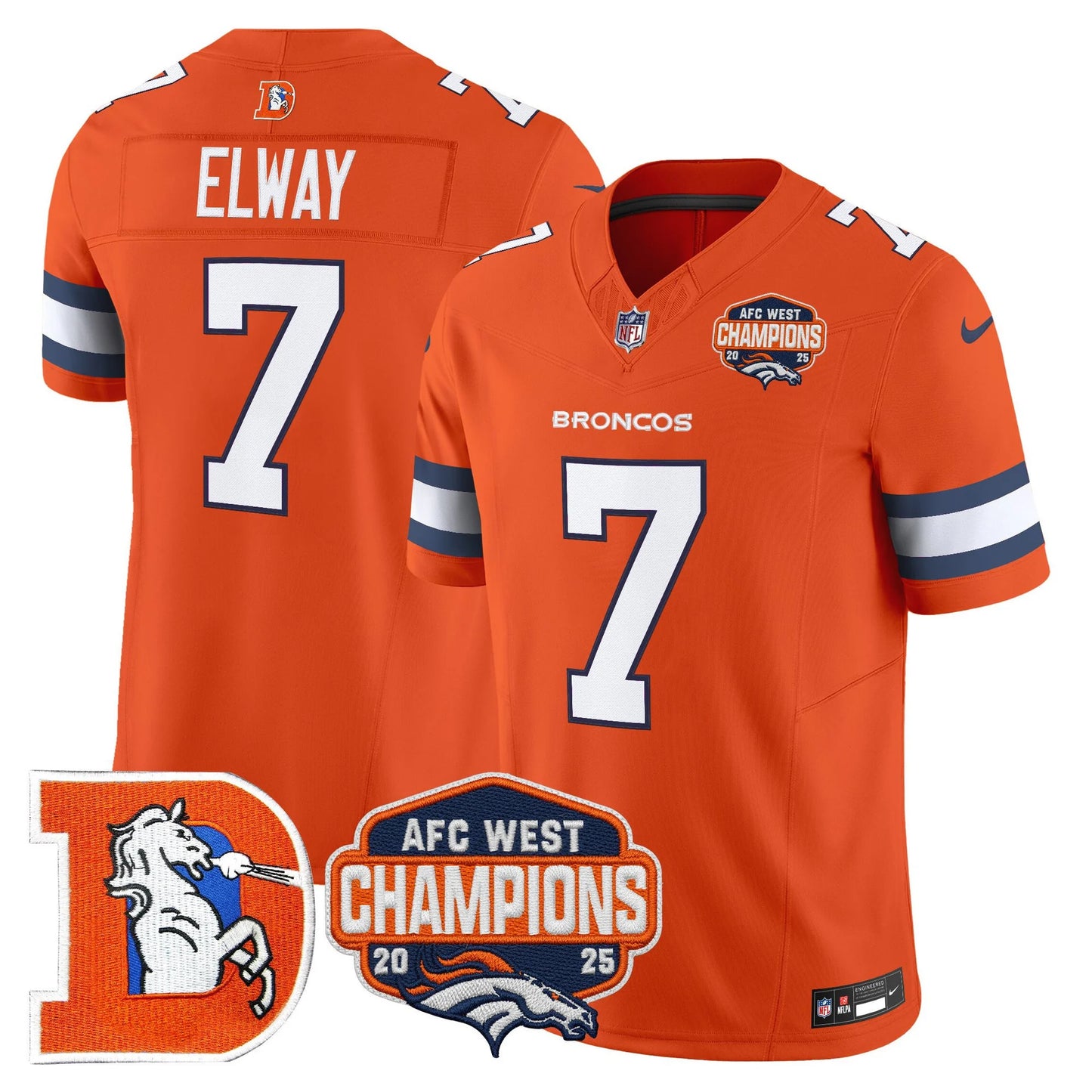 Men's Denver Broncos Throwback Vapor Limited Jersey - 2025 AFC West Division Champions Patch - All Stitched