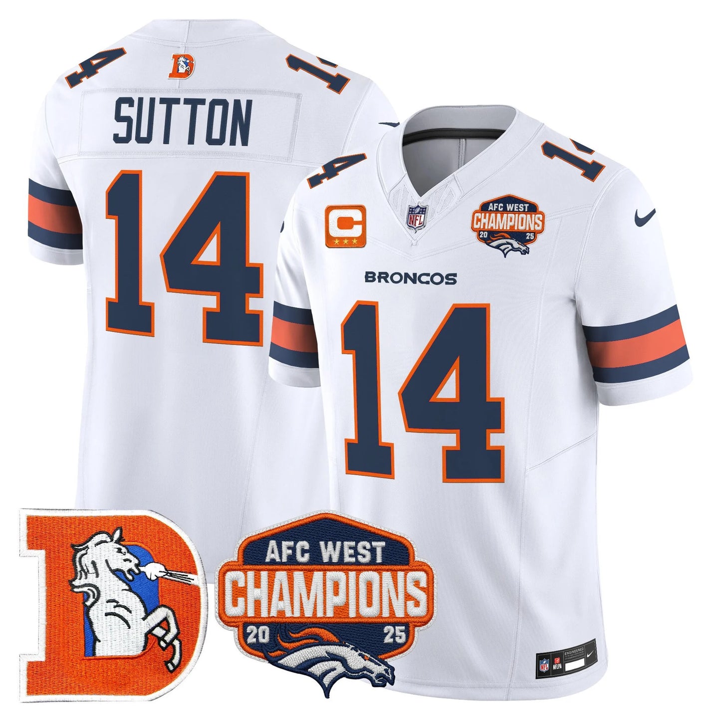 Men's Denver Broncos Throwback Vapor Limited Jersey - 2025 AFC West Division Champions Patch - All Stitched