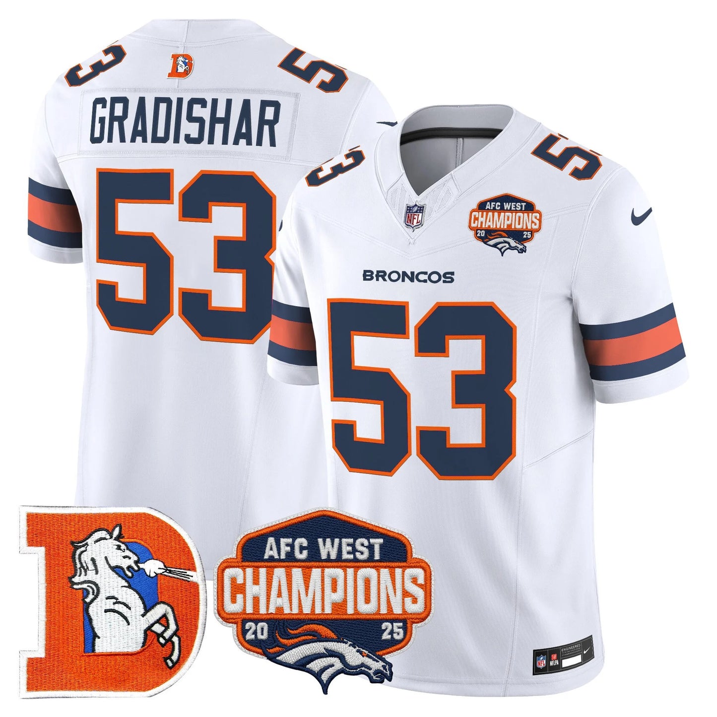 Men's Denver Broncos Throwback Vapor Limited Jersey - 2025 AFC West Division Champions Patch - All Stitched