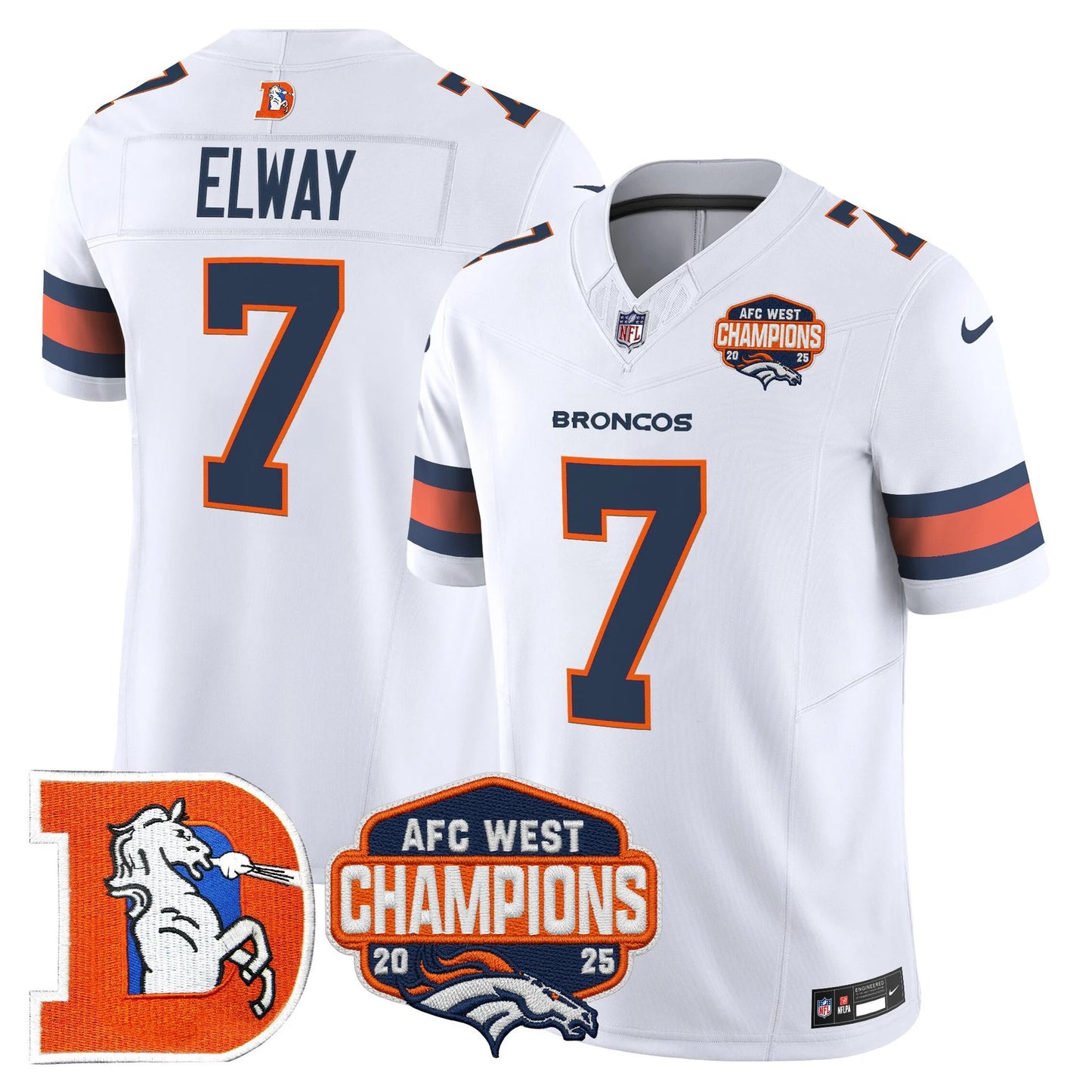 Men's Denver Broncos Throwback Vapor Limited Jersey - 2025 AFC West Division Champions Patch - All Stitched