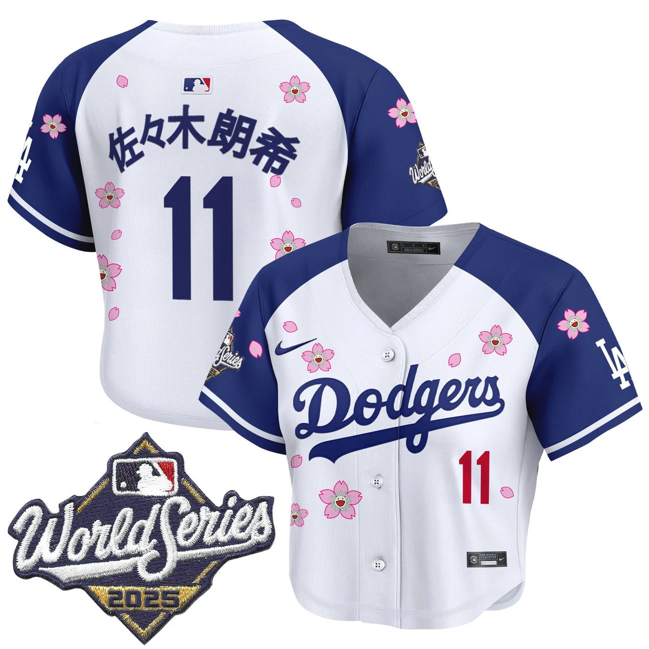 Women's Dodgers 2025 World Series x Tokyo Series Crop Top Baseball Jersey - All Stitched