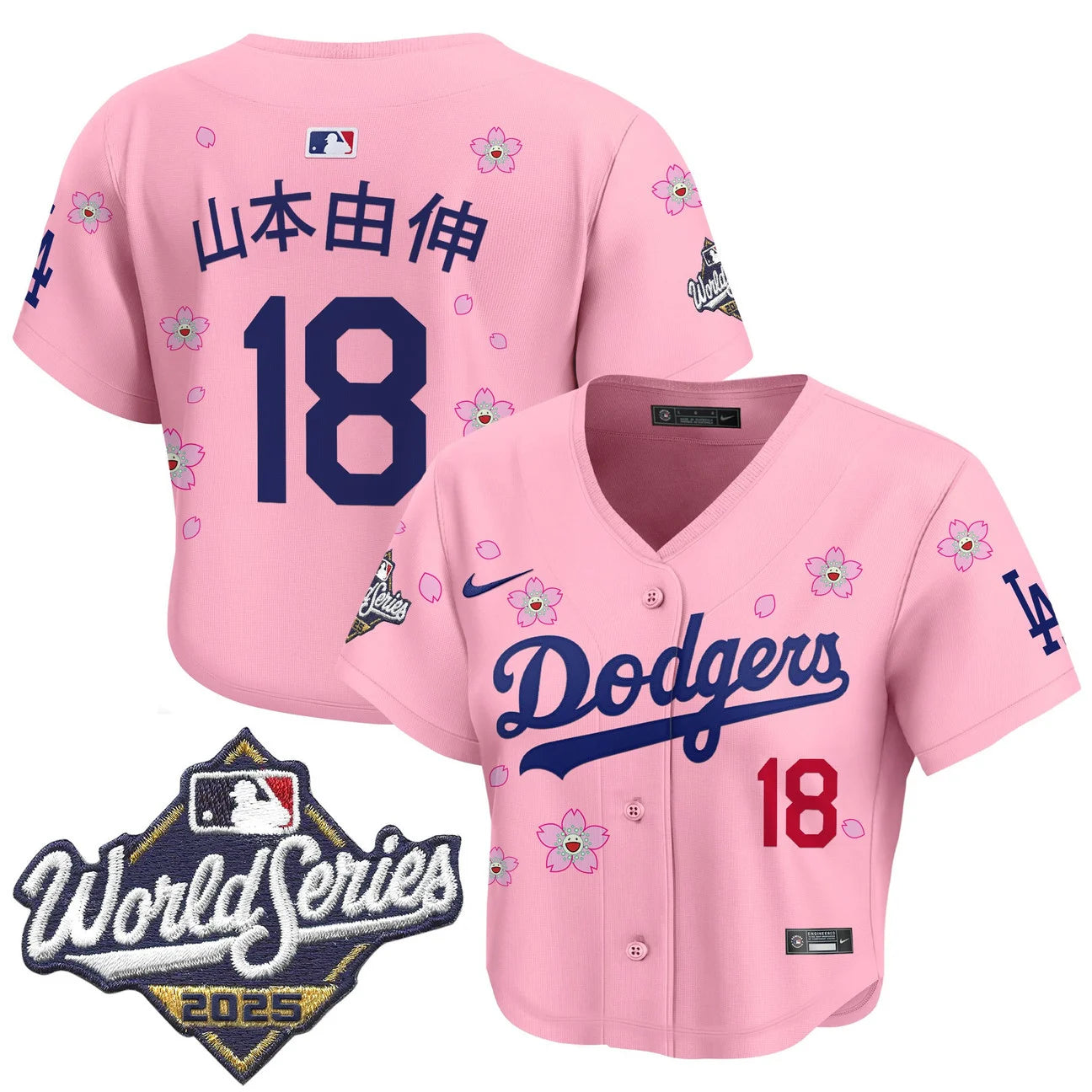 Women's Dodgers 2025 World Series x Tokyo Series Crop Top Baseball Jersey - All Stitched