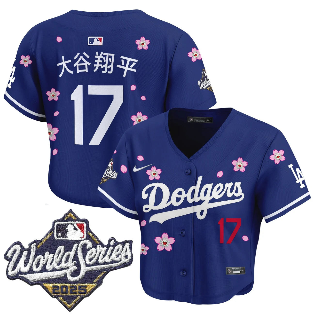 Women's Dodgers 2025 World Series x Tokyo Series Crop Top Baseball Jersey - All Stitched