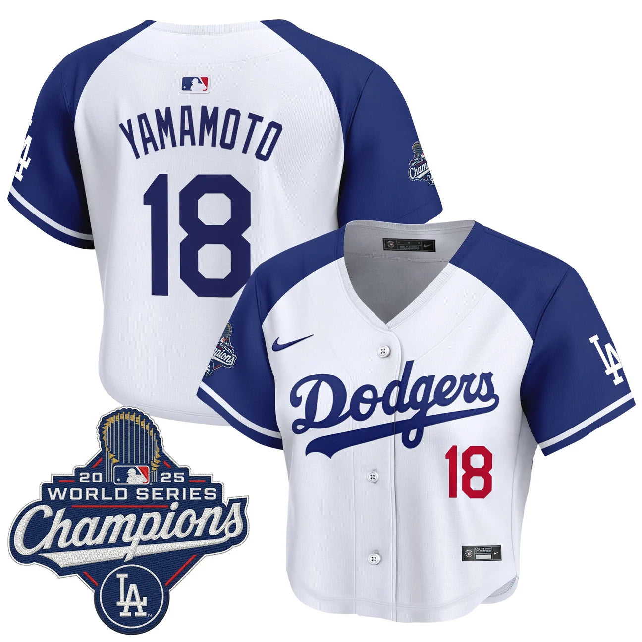 Women's Dodgers 2025 World Series Champions Crop Top Baseball Jersey - All Stitched