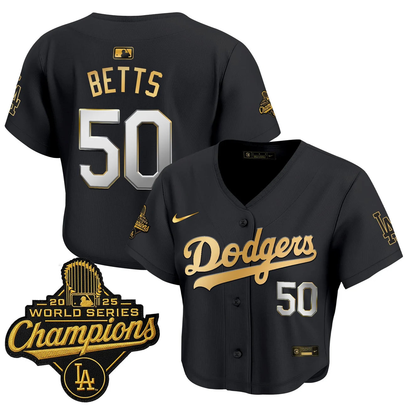 Women's Dodgers 2025 World Series Champions Crop Top Baseball Jersey - All Stitched