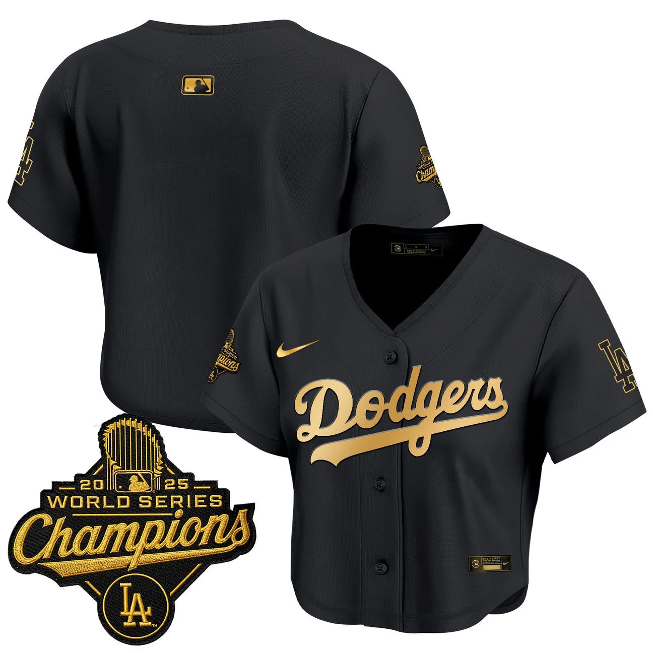Women's Dodgers 2025 World Series Champions Crop Top Baseball Jersey - All Stitched