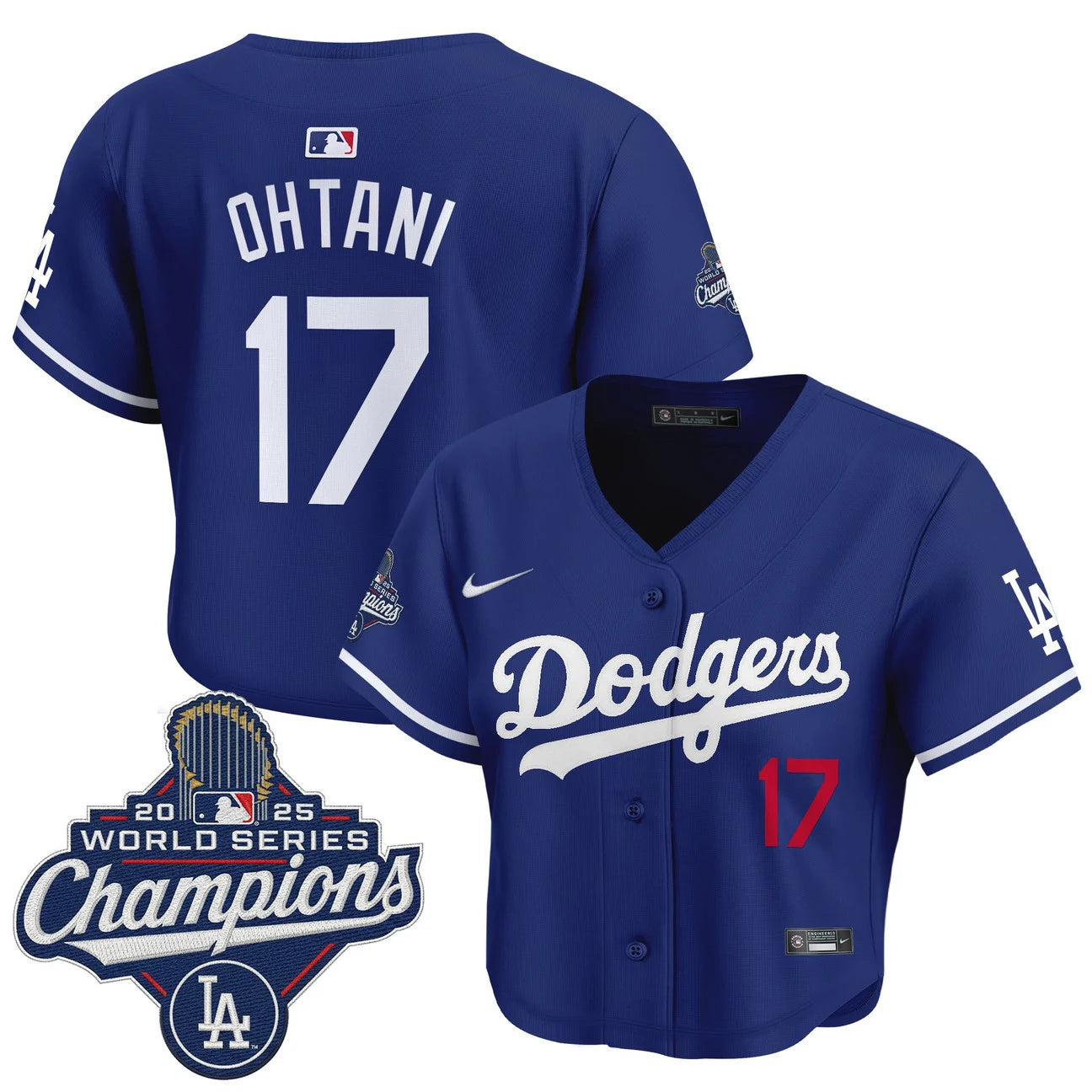 Women's Dodgers 2025 World Series Champions Crop Top Baseball Jersey - All Stitched