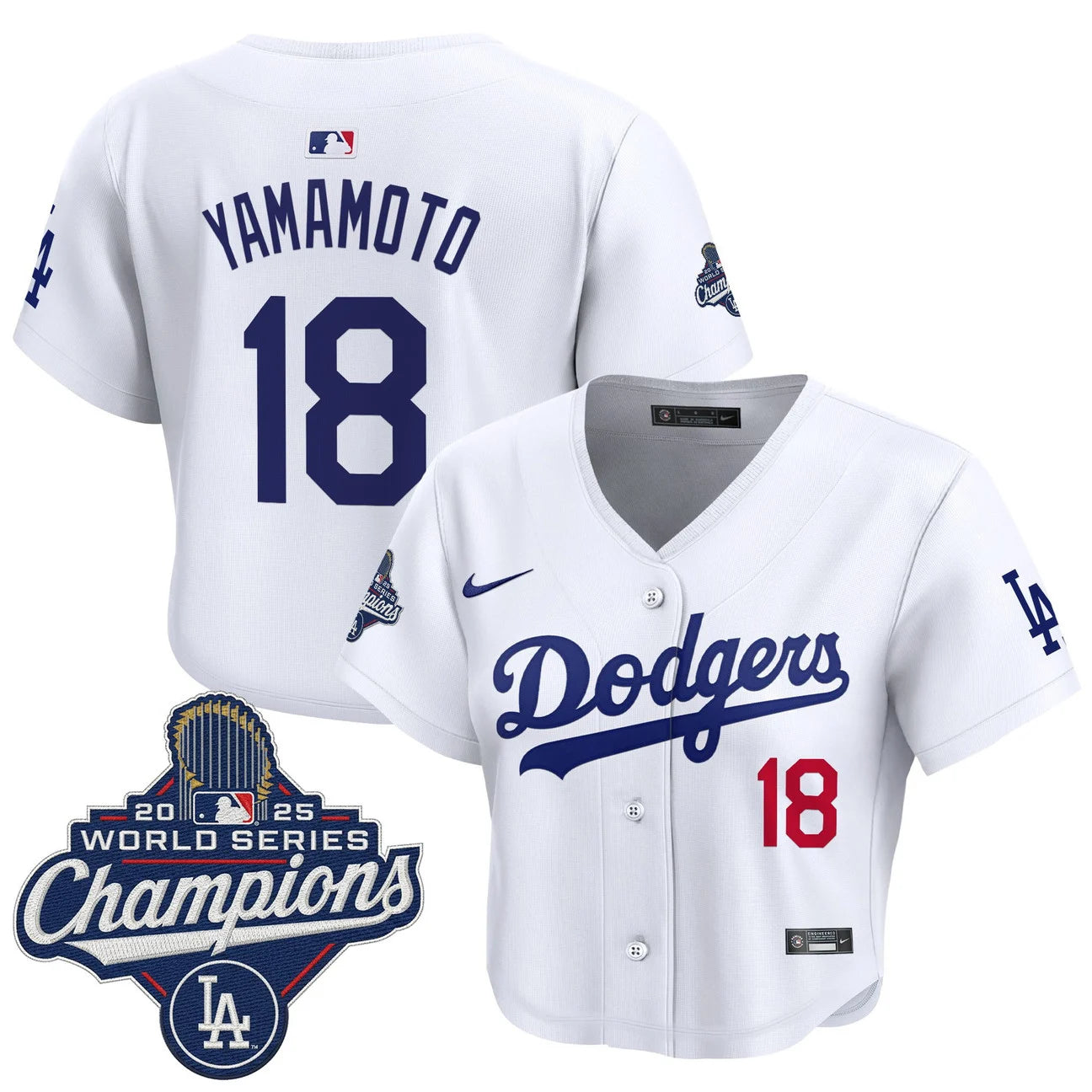 Women's Dodgers 2025 World Series Champions Crop Top Baseball Jersey - All Stitched