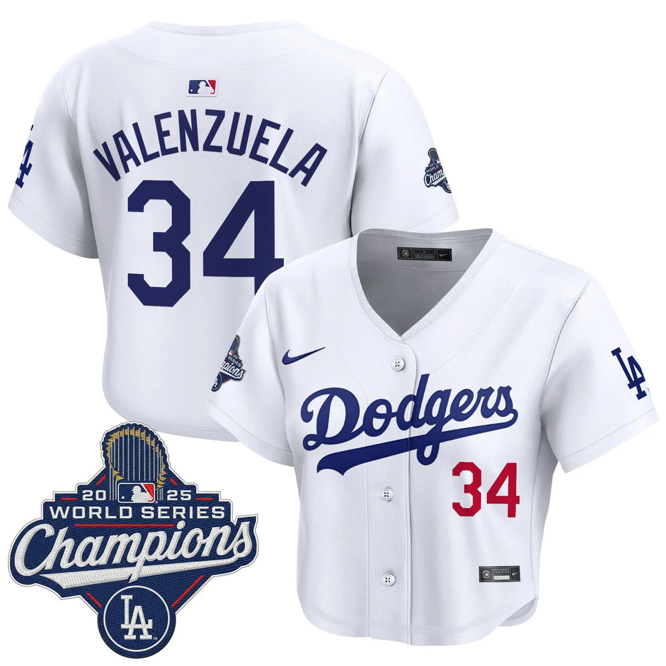 Women's Dodgers 2025 World Series Champions Crop Top Baseball Jersey - All Stitched