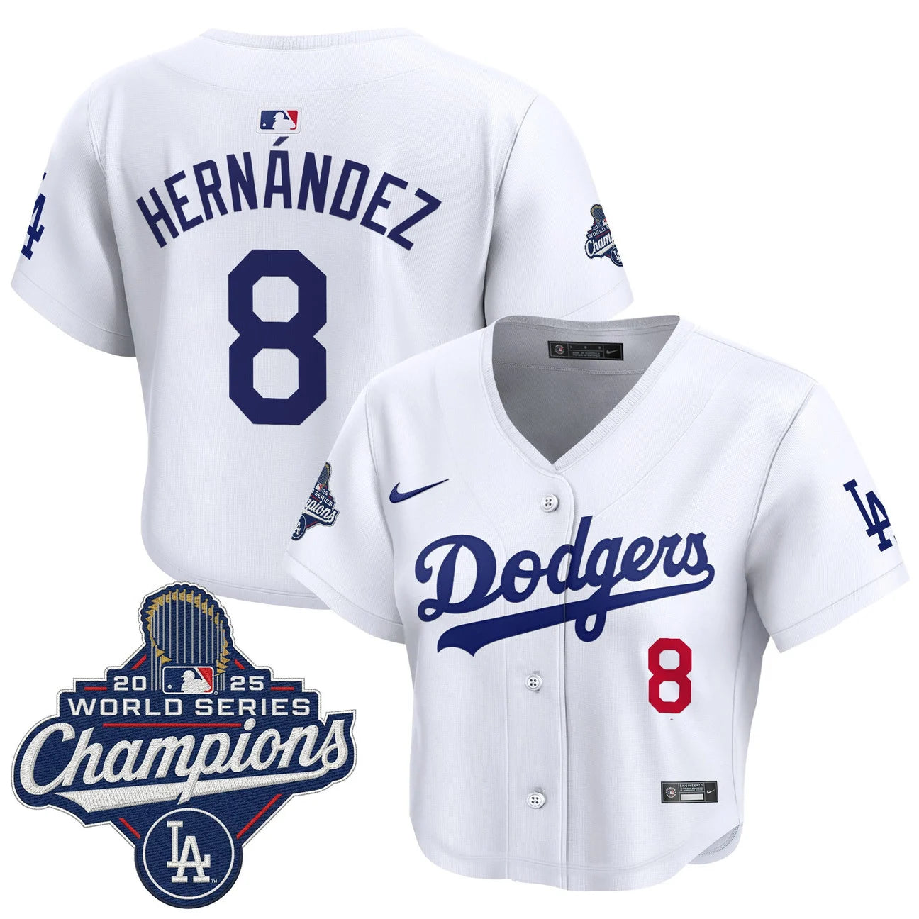 Women's Dodgers 2025 World Series Champions Crop Top Baseball Jersey - All Stitched
