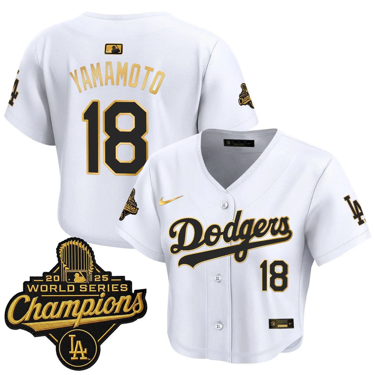 Women's Dodgers 2025 World Series Champions Crop Top Baseball Jersey - All Stitched
