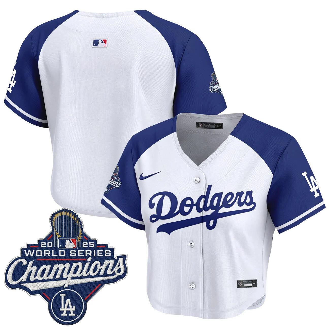 Women's Dodgers 2025 World Series Champions Crop Top Baseball Jersey - All Stitched