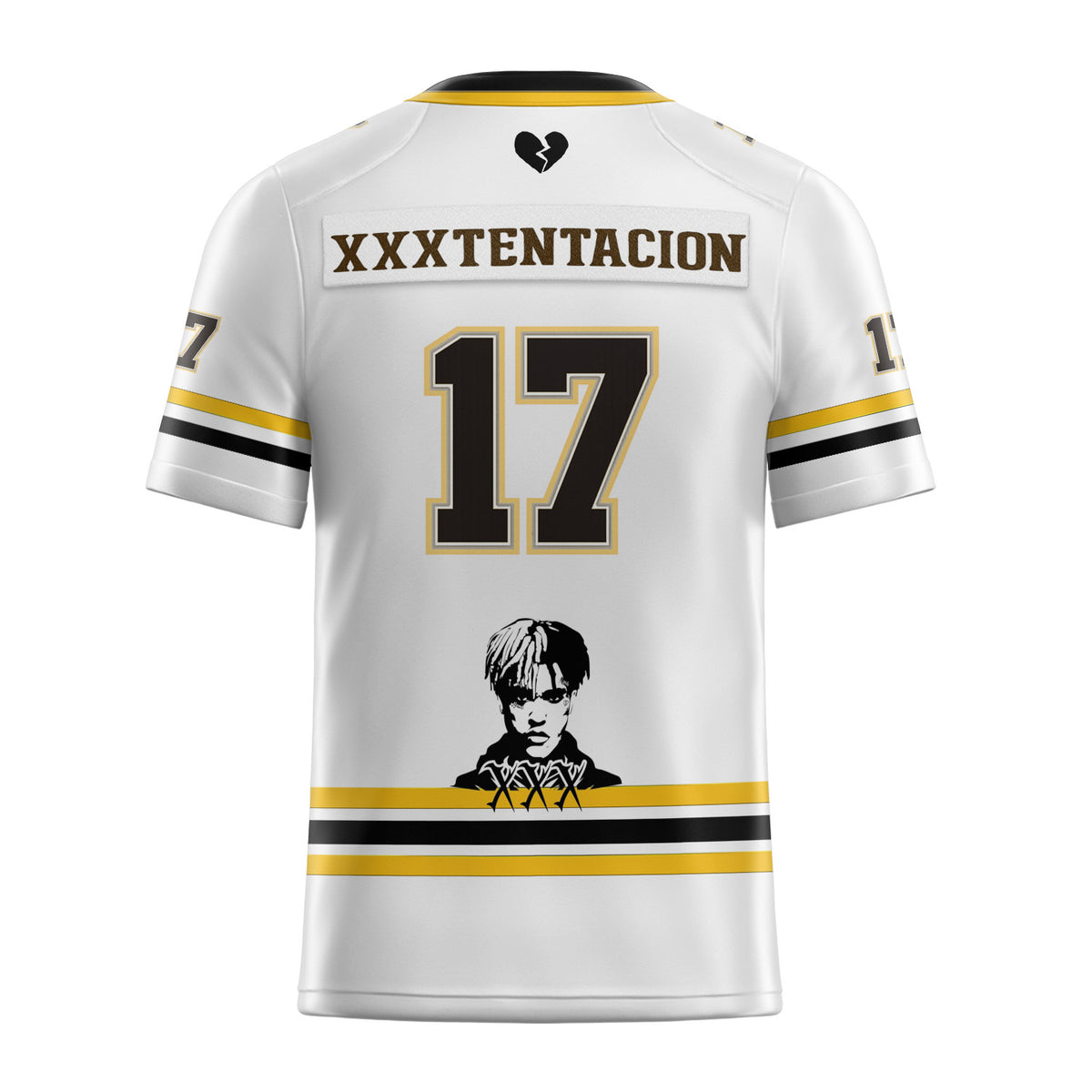 Back view of custom embroidered football jersey