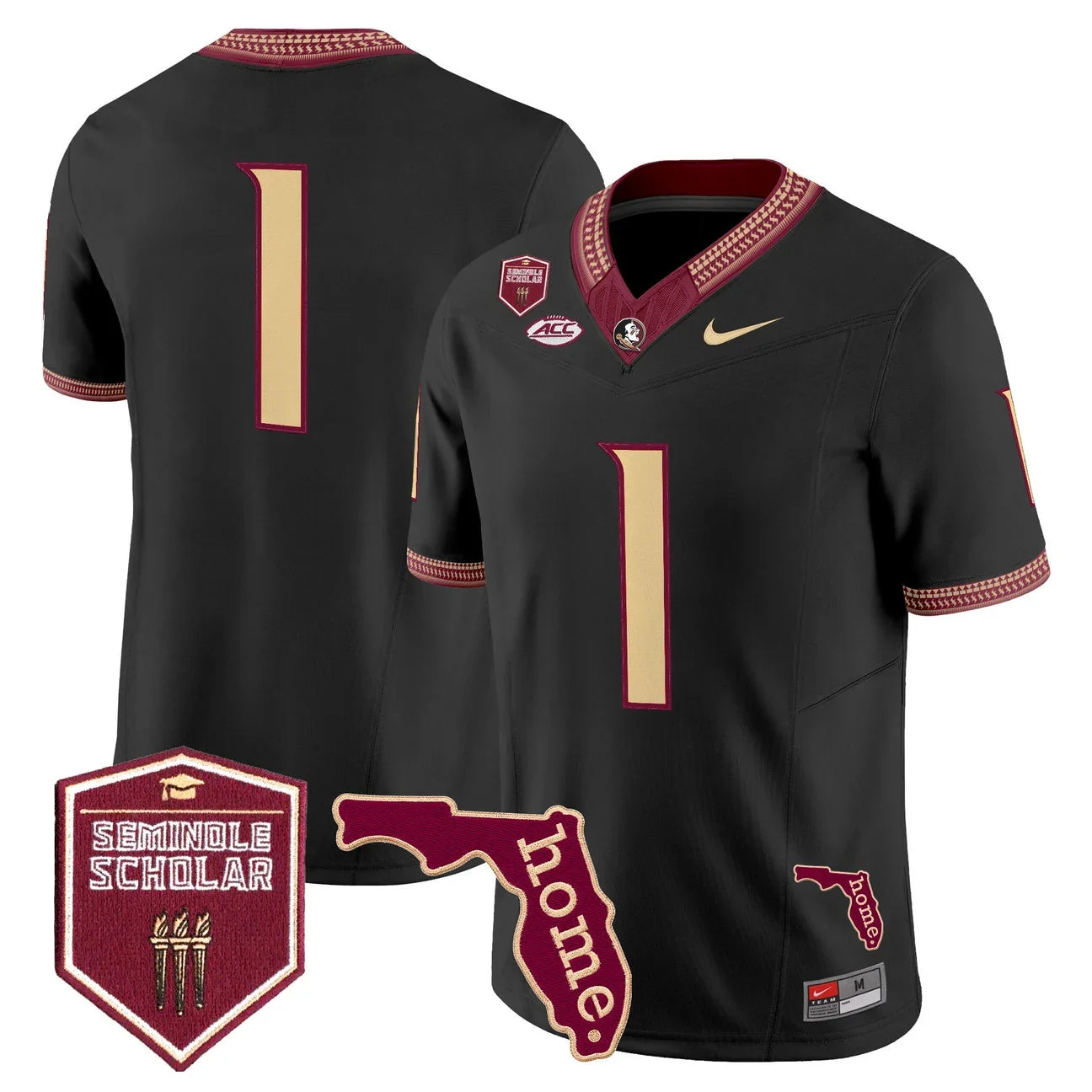 Men's Florida State Seminoles 2026 Seminole Scholar Patch Jersey in black