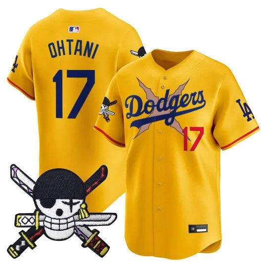 Men's Los Angeles Dodgers x One Piece Zoro Patch Vapor Premier Limited Jersey - Stitched