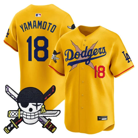 Men's Los Angeles Dodgers x One Piece Zoro Patch Vapor Premier Limited Jersey - Stitched