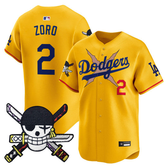 Men's Los Angeles Dodgers x One Piece Zoro Patch Vapor Premier Limited Jersey - Stitched