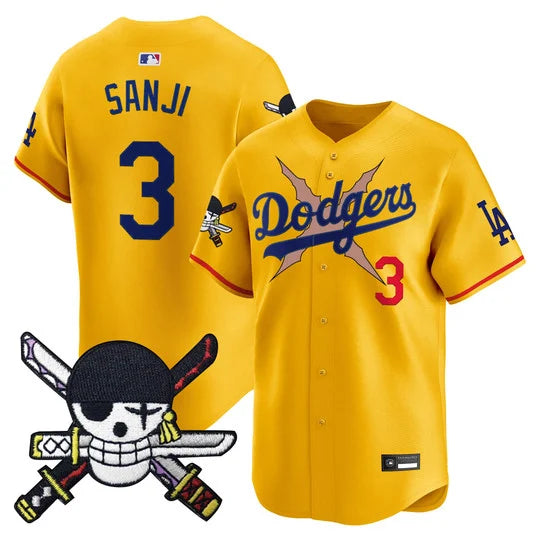 Men's Los Angeles Dodgers x One Piece Zoro Patch Vapor Premier Limited Jersey - Stitched