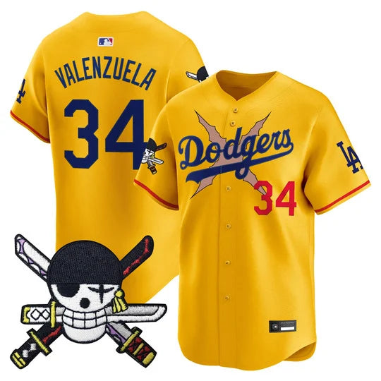 Men's Los Angeles Dodgers x One Piece Zoro Patch Vapor Premier Limited Jersey - Stitched