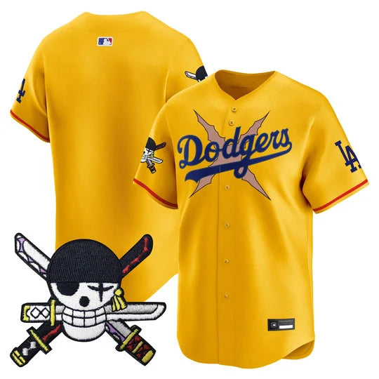 Men's Los Angeles Dodgers x One Piece Zoro Patch Vapor Premier Limited Jersey - Stitched