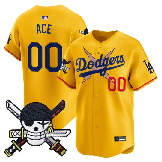 Men's Los Angeles Dodgers x One Piece Zoro Patch Vapor Premier Limited Jersey - Stitched