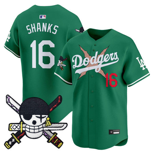 Men's Los Angeles Dodgers x One Piece Zoro Patch Vapor Premier Limited Jersey - Stitched