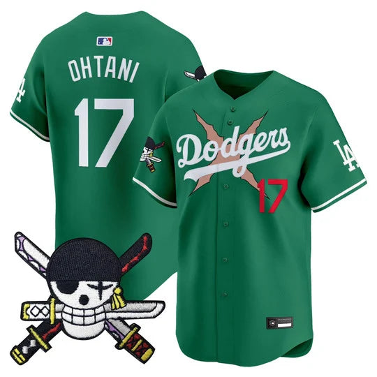 Men's Los Angeles Dodgers x One Piece Zoro Patch Vapor Premier Limited Jersey - Stitched