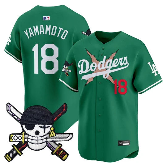 Men's Los Angeles Dodgers x One Piece Zoro Patch Vapor Premier Limited Jersey - Stitched