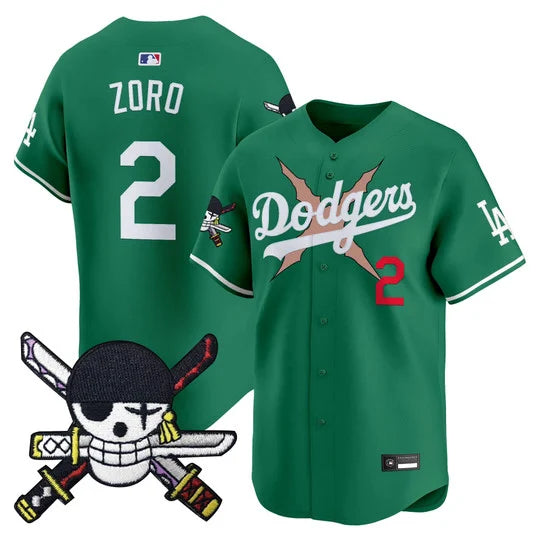 Men's Los Angeles Dodgers x One Piece Zoro Patch Vapor Premier Limited Jersey - Stitched
