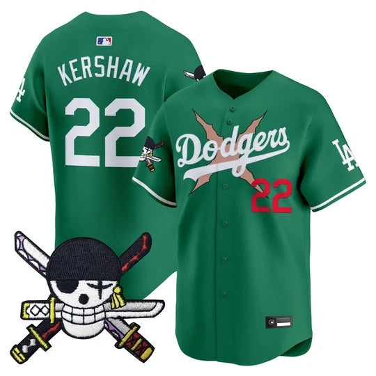 Men's Los Angeles Dodgers x One Piece Zoro Patch Vapor Premier Limited Jersey - Stitched