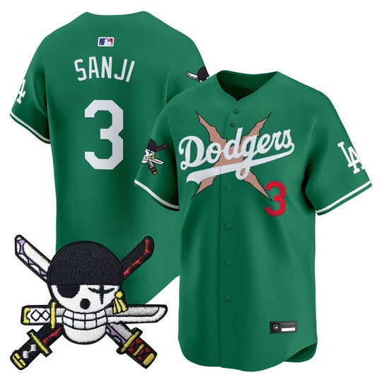 Men's Los Angeles Dodgers x One Piece Zoro Patch Vapor Premier Limited Jersey - Stitched